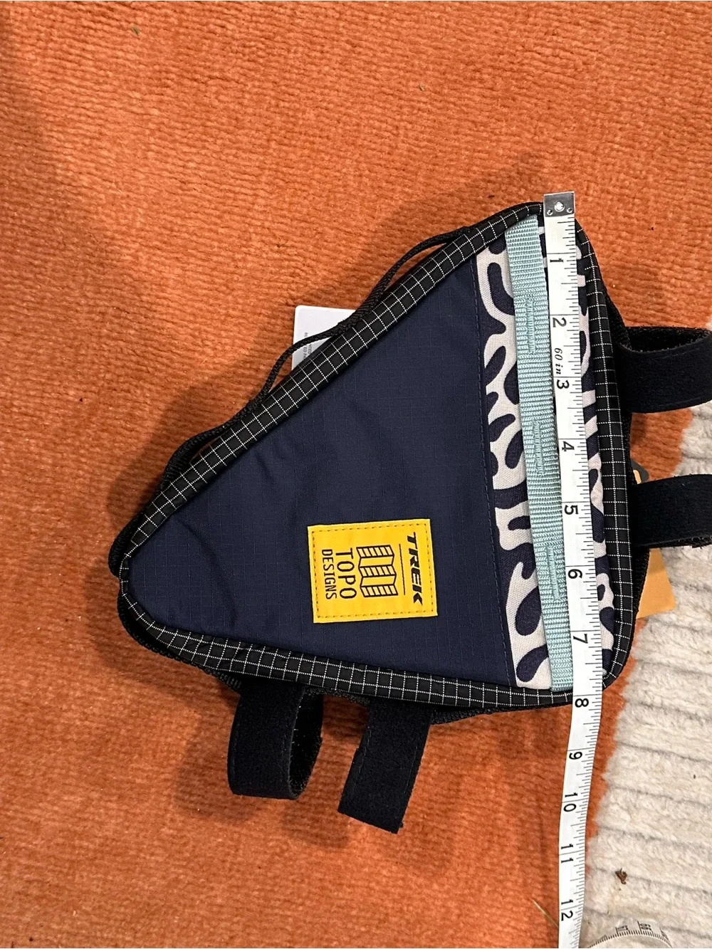 Topo Designs Navy and Coral Triangle Bike Frame Bag